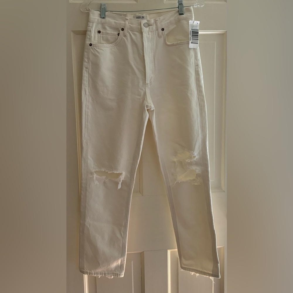 Agolde White Riley Crop High Rise Straight size 27 - Picture 3 of 7